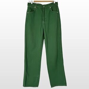 Reformation Cowboy High Rise Straight Jeans Womens 28 Grass Green Denim Boho